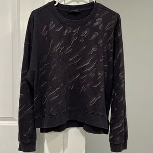 All Saints Aslan Lo crewneck sweatshirt, black, glitter animal print. Size S.